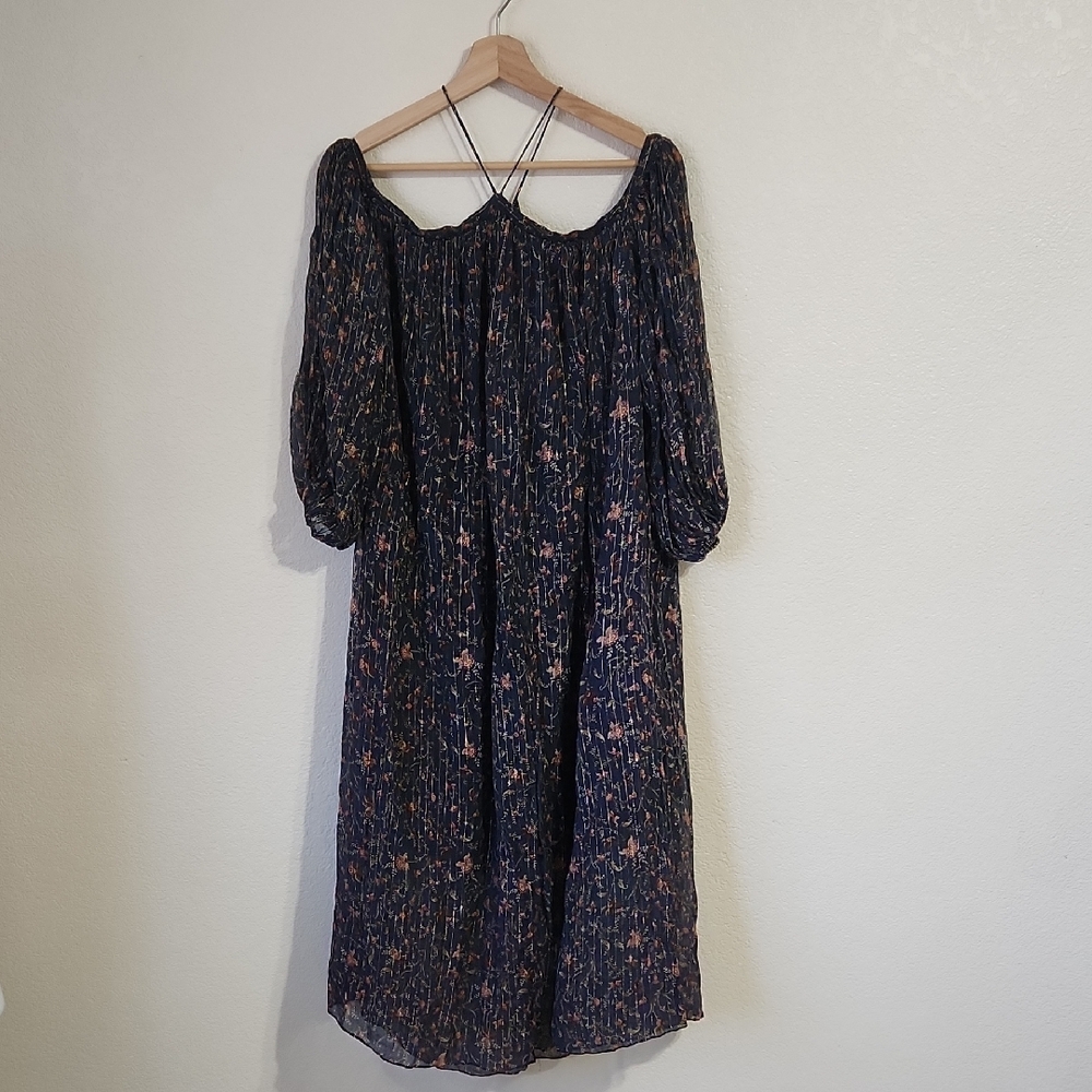 Zimmermann Havoc Suspend Silk Midi Dress Halterneck Off Shoulder Navy Sz 2/US 8 - Picture 4 of 15